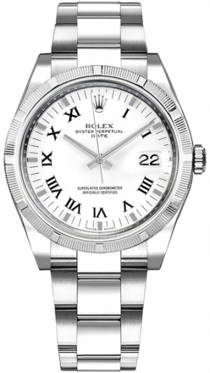 Rolex Oyster Data Perpetua 34 Orologio Bianco Numerico Romano 115210