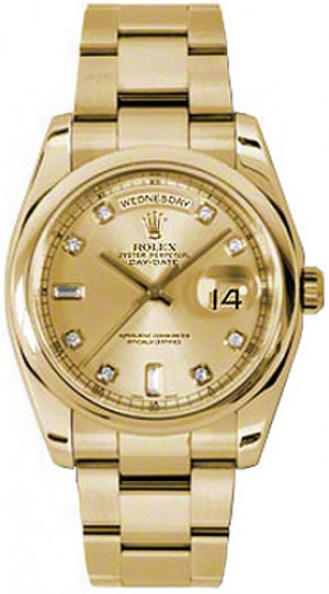 Rolex Day-Date 36 Champagne Diamond Dial Orologio d'oro 118208