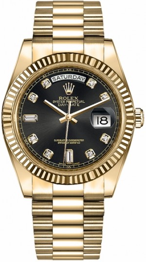 Rolex Day-Date 36 Black Diamond Dial Orologio in oro massiccio 118238