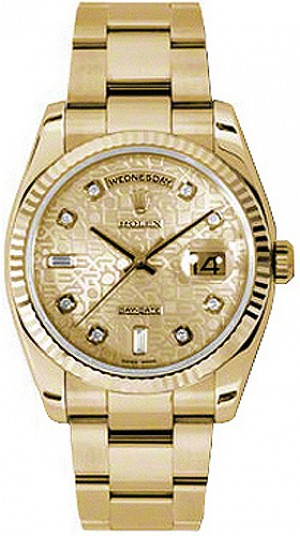 Rolex Day-Date 36 Champagne Jubilee Diamond Oyster Bracciale Bracciale Oyster Orologio 118238