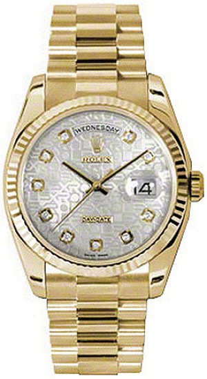 Rolex Day-Date 36 Silver Jubilee Diamond Dial Orologio d'oro 118238