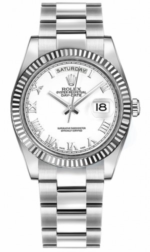 Rolex Day-Date 36 Argento Quadrante Romano Numerico Orologio d'oro 118239