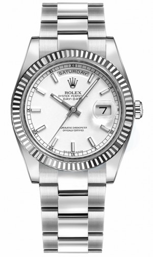 Rolex Day-Date 36 White Dial Oyster Bracciale Orologio 118239