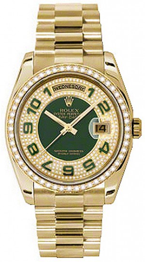 Orologio Rolex Day-Date 36 Green Diamond President Bracciale President Bracciale 118348
