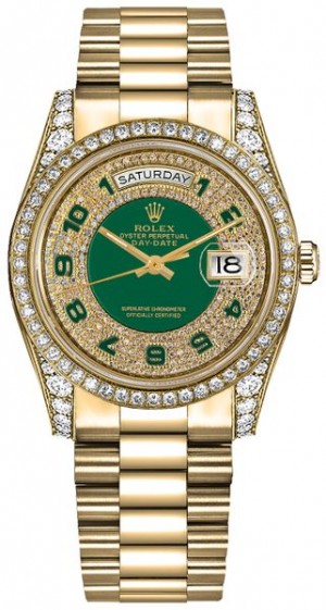 Rolex Day-Date 36 Green Diamond Dial Orologio Svizzero 118388