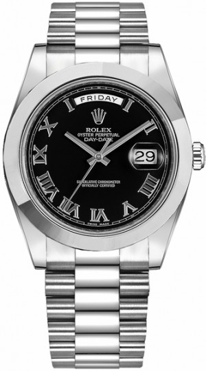 Orologio Rolex Day-Date 41 Nero Romano Numerale Platino 218206
