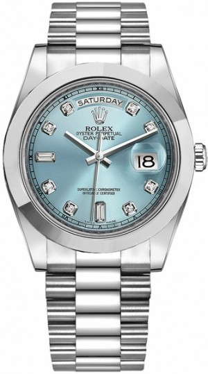 Rolex Day-Date 41 Ice Blue Diamond Dial Platinum Orologio da uomo 218206