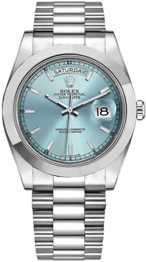 Rolex Day-Date 41 Ice Blue Quadrante blu Presidente Bracciale Bracciale in platino 218206