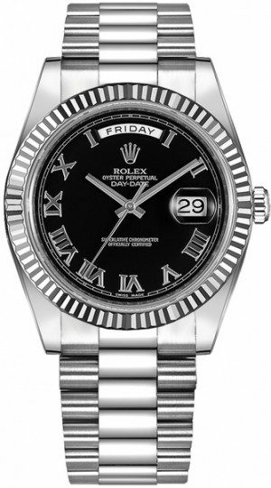 Rolex Day-Date 41 Black Roman Numeral Orologio d'oro da uomo 218239