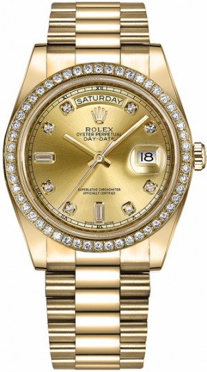 Rolex Day-Date 41 Champagne Diamond Dial Orologio Oro 218348