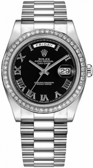 Rolex Day-Date 41 Orologio da uomo Rolex Day-Date 41 White Gold Black Roman Numeral Dial Orologio da uomo 218349
