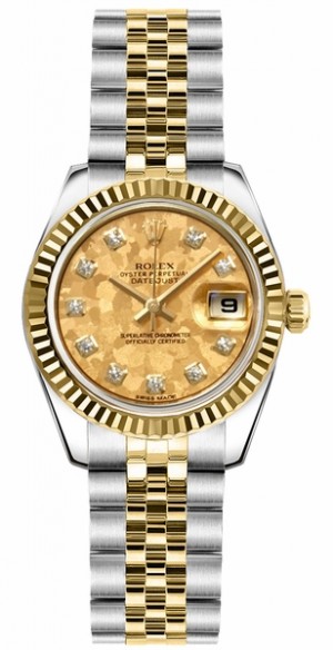 Rolex Lady-Datejust 26 Fluted Bezel Jubilee Bracciale Giubileo Bracciale Donna 179173