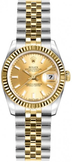Rolex Lady-Datejust 26 Champagne Dial Jubilee Bracciale Giubileo Orologio da donna 179173