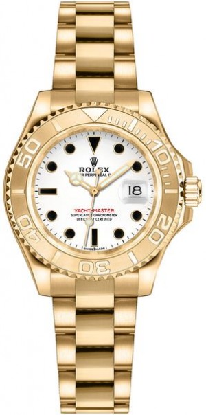 Rolex Yacht-Master 29 quadrante bianco Orologio d'oro giallo 169628