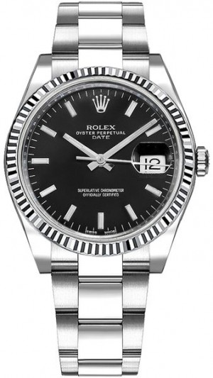 Rolex Oyster Perpetual Date 34 Orologio con quadrante nero 115234