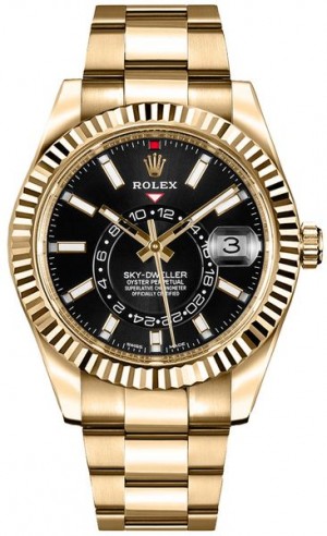 Orologio Rolex Sky-Dweller Yellow Gold Uomo Quadrante Nero Orologio 326938