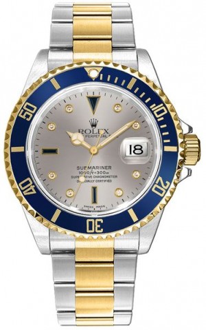 Rolex Submariner Date Diamond Sapphire Serti Orologio da uomo 16613