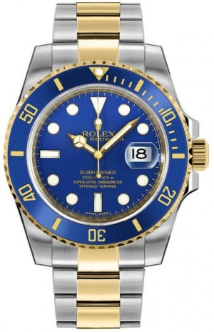 Rolex Submariner Date Two Tone Blue Dial Orologio da uomo 116613LB